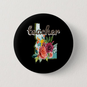 Lehrerin Idaho Blume Watercolor Niedliche Erzieher Button