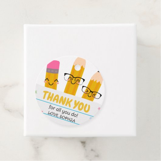 Lehrerin im Schulstab Dankeschön Geschenkanhänger (Beispiel)