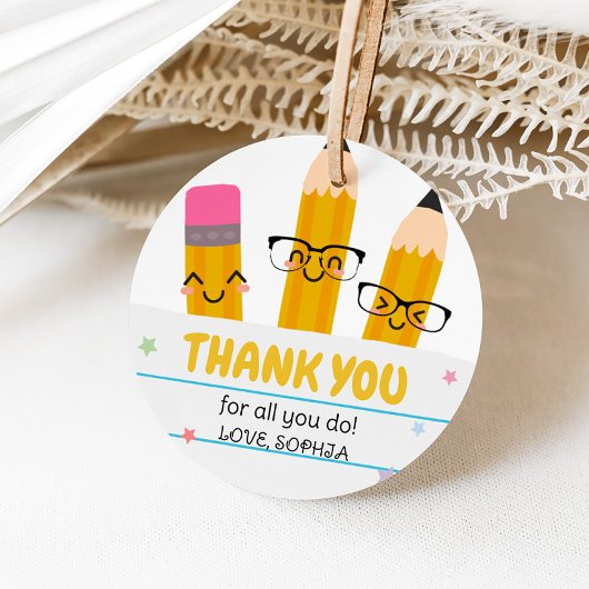 Lehrerin im Schulstab Dankeschön Geschenkanhänger