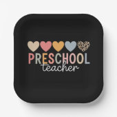 Lehrerin in der Vorschule zurück zur Schule Pappteller (Vorderseite)