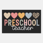 Lehrerin in der Vorschule zurück zur Schule Rechteckiger Aufkleber (Vorderseite)