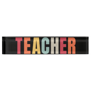 LEHRERIN in farbenfrohen Buchstaben Namensplakette
