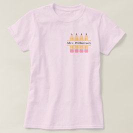 Lehrerin Individuelle Name Gelber Stift T-Shirt