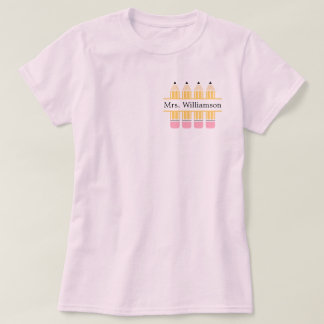 Lehrerin Individuelle Name Gelber Stift T-Shirt