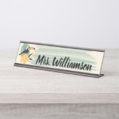 Lehrerin Insel Tropische Blume Schreibtischnamensplakette (Vorderseite )
