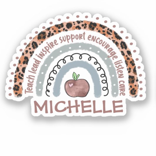 Lehrerin Kernwerte Rainbow Aufkleber (Vorderseite)