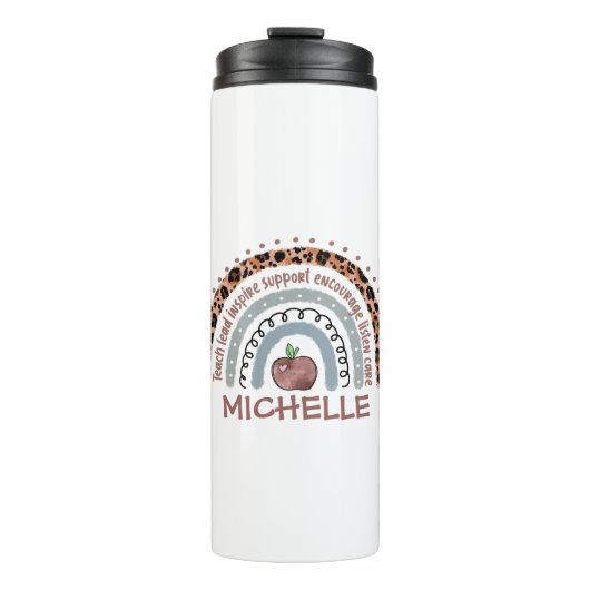 Lehrerin Kernwerte Rainbow Thermosbecher (Vorderseite)