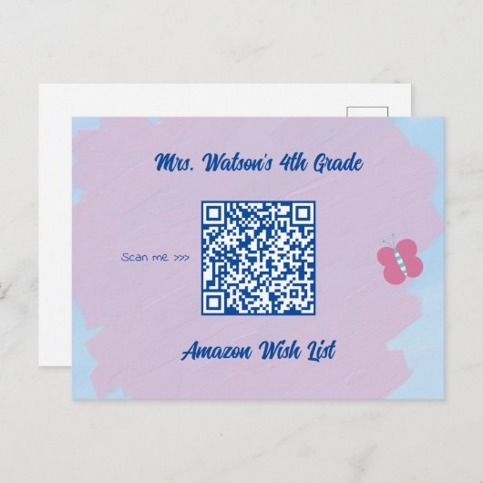 LehrerIn-Klassenzimmer wollen QR-Code benutzerdefi Postkarte (Vorne/Hinten)