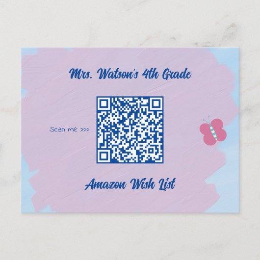 LehrerIn-Klassenzimmer wollen QR-Code benutzerdefi Postkarte (Vorderseite)