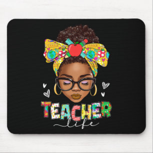 Lehrerin Leben Unordentliches Bun Afro Afroamerika Mousepad