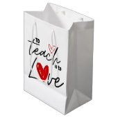 Lehrerin Liebe 100. Schule personalisiert Mittlere Geschenktüte (Vorderseite Schrägansicht)