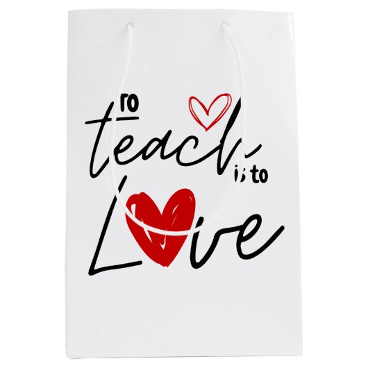 Lehrerin Liebe 100. Schule personalisiert Mittlere Geschenktüte (Vorderseite)