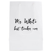 Lehrerin Liebe 100. Schule personalisiert Mittlere Geschenktüte (Rückseite)