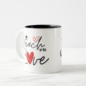 Lehrerin Liebe 100. Schule personalisiert Zweifarbige Tasse (Vorderseite Links)