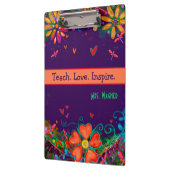 Lehrerin Liebe Inspiriere Blumenzettel Klemmbrett (Links)