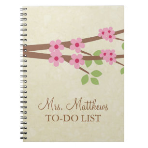 LehrerIn-Liste Notebook - Kirschblüten Notizblock