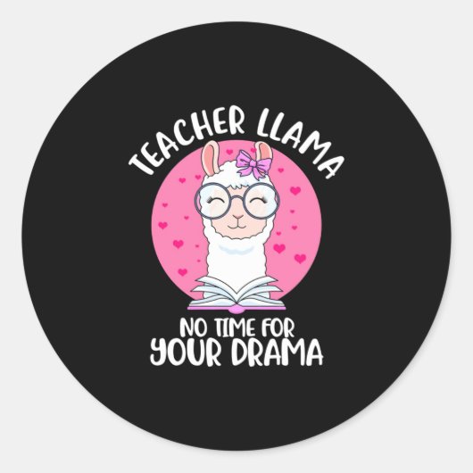 Lehrerin Llama Runder Aufkleber (Vorderseite)