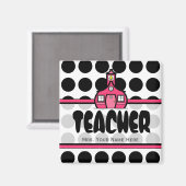 Lehrerin Magnet - Schwarzer Polka Dot (Vorderseite/Rückseite)