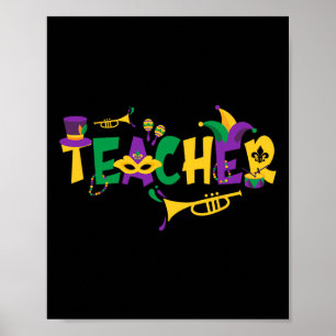 Lehrerin Mardi Gras Familie Matching Outfit for Wo Poster