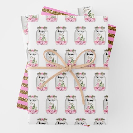 Lehrerin Mason Jar Blume Geschenkpapier Set (Beispiel)