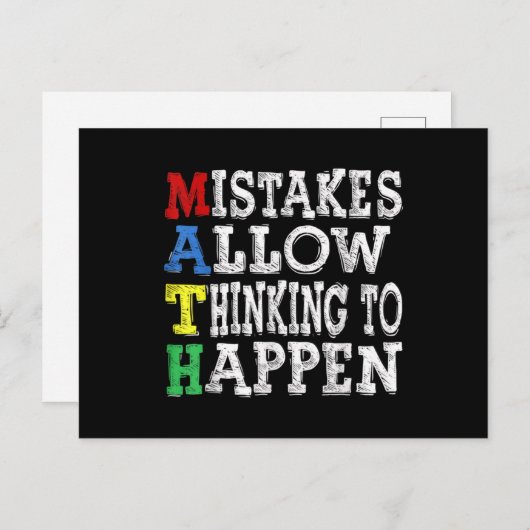 Lehrerin Mathe Liebt Fehler erlauben es zu denken Postkarte (Vorne/Hinten)