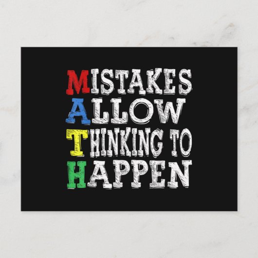 Lehrerin Mathe Liebt Fehler erlauben es zu denken Postkarte (Vorderseite)