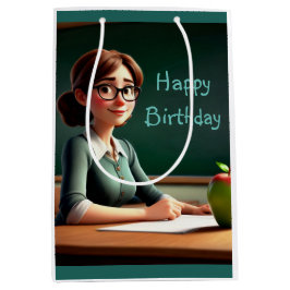 Lehrerin mit Apfel Mittlere Geschenktüte