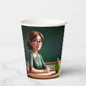 Lehrerin mit Apfel Pappbecher (Rückseite)
