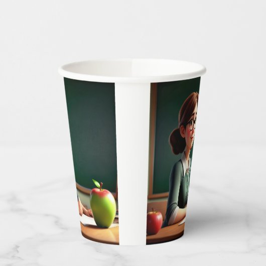 Lehrerin mit Apfel Pappbecher (Links)