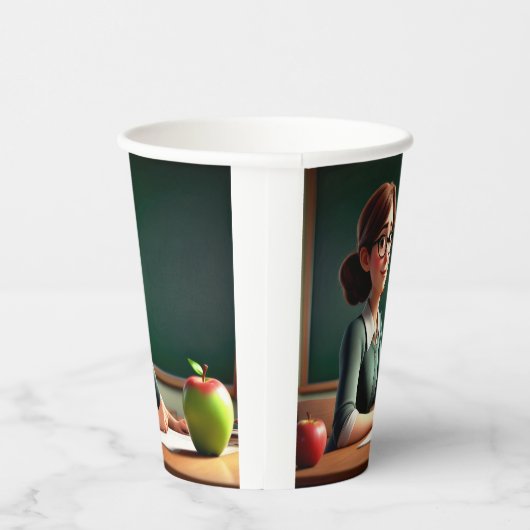 Lehrerin mit Apfel Pappbecher (Rechts)