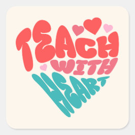 Lehrerin mit Herz Quadratischer Aufkleber