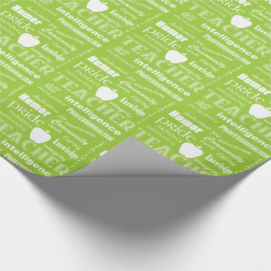 Lehrerin mit Stolz: Wolke+Apple/Limettengrün Geschenkpapier (Ecke)