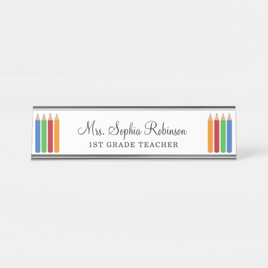 Lehrerin Moderne Personalisiert Schreibtischnamensplakette (Vorderseite )