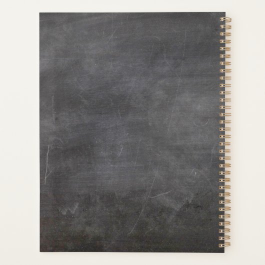 Lehrerin Name Gold Script Red Apple Blackboard Planer (Rückseite)