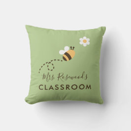 Lehrerin Name Klasse Bee Dusty Green Kissen