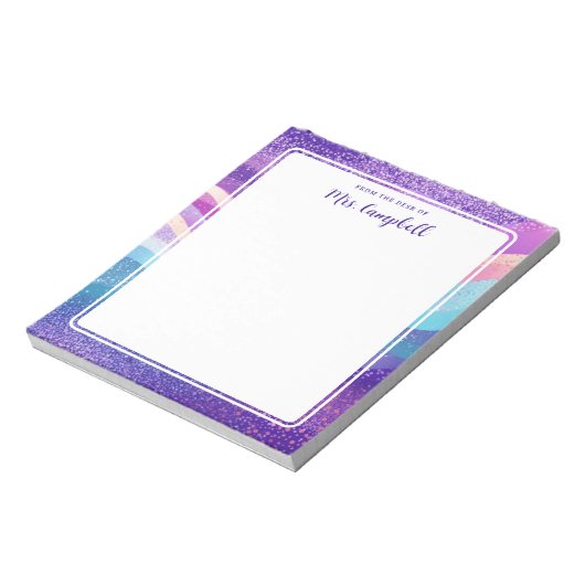 Lehrerin Name Rainbow Pastel Waves Notizblock (Rotiert)