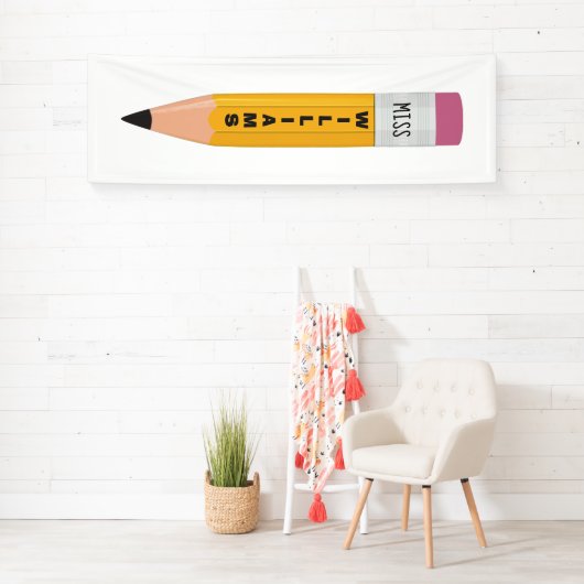 Lehrerin Name Stift Klassenzimmer Banner (Insitu)