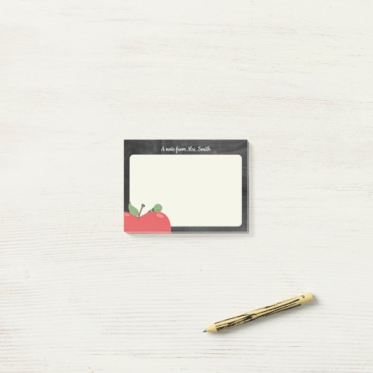 Lehrerin Niedlich Apple & Worm Rustikale Tafel Post-it Klebezettel (Auf Schreibtisch)