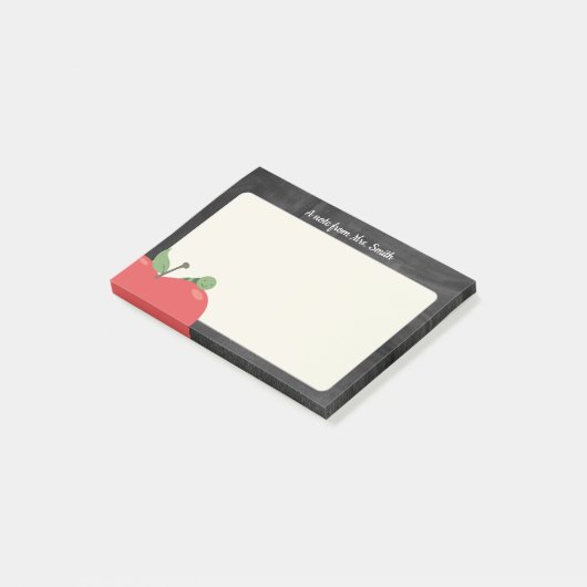 Lehrerin Niedlich Apple & Worm Rustikale Tafel Post-it Klebezettel (angewinkelt)