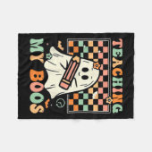 Lehrerin Niedlich Ghost Groovy Lehrer Halloween Le Fleecedecke (Vorderseite (Horizontal))