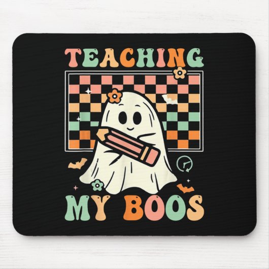 Lehrerin Niedlich Ghost Groovy Lehrer Halloween Le Mousepad (Vorne)