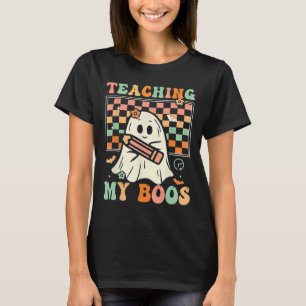 Lehrerin Niedlich Ghost Groovy Lehrer Halloween Le T-Shirt