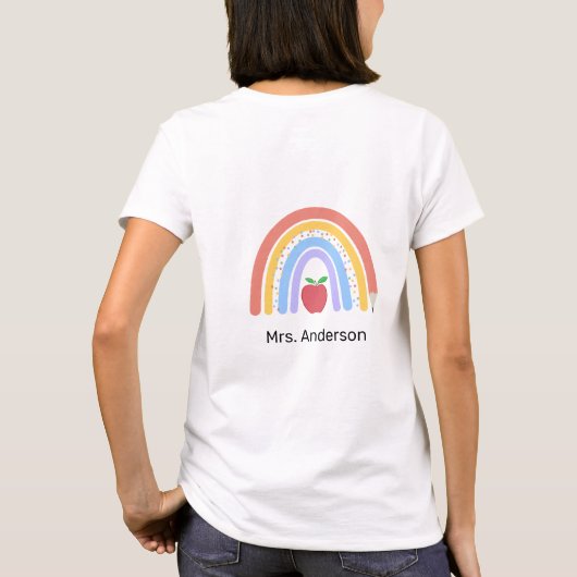 Lehrerin Niedlich Pastel Colored Rainbow T-Shirt (Rückseite)