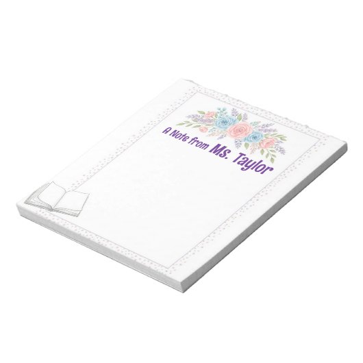 Lehrerin Pastel floraler Notepad Notizblock (Rotiert)