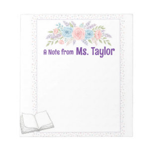 Lehrerin Pastel floraler Notepad Notizblock