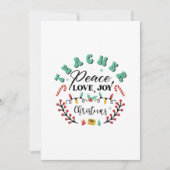 Lehrerin Peace Liebe Freuen Weihnachten Dankeskarte (Vorderseite)