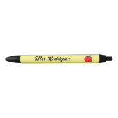 Lehrerin Pen mit Name und Apple Illustration Kugelschreiber (Vorderseite)