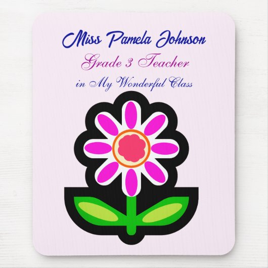 Lehrerin Pink Blume Maus Pad Mousepad (Vorne)
