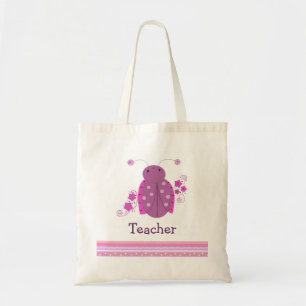 Lehrerin Pink und Lila Ladybug Tragetasche