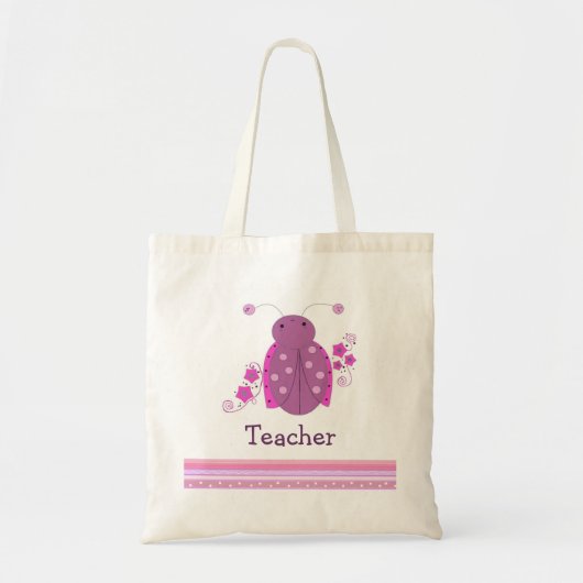 Lehrerin Pink und Lila Ladybug Tragetasche (Vorne)